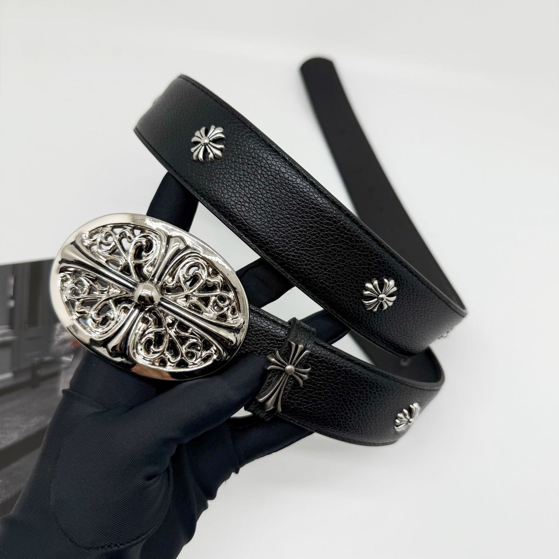 Chrome Hearts Cross Star Men's Belt PU Rivet Retro Belt
