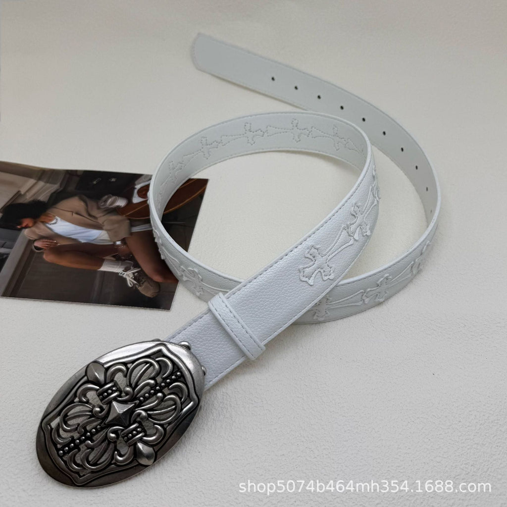 Chrome Hearts White Vintage Cross Belt