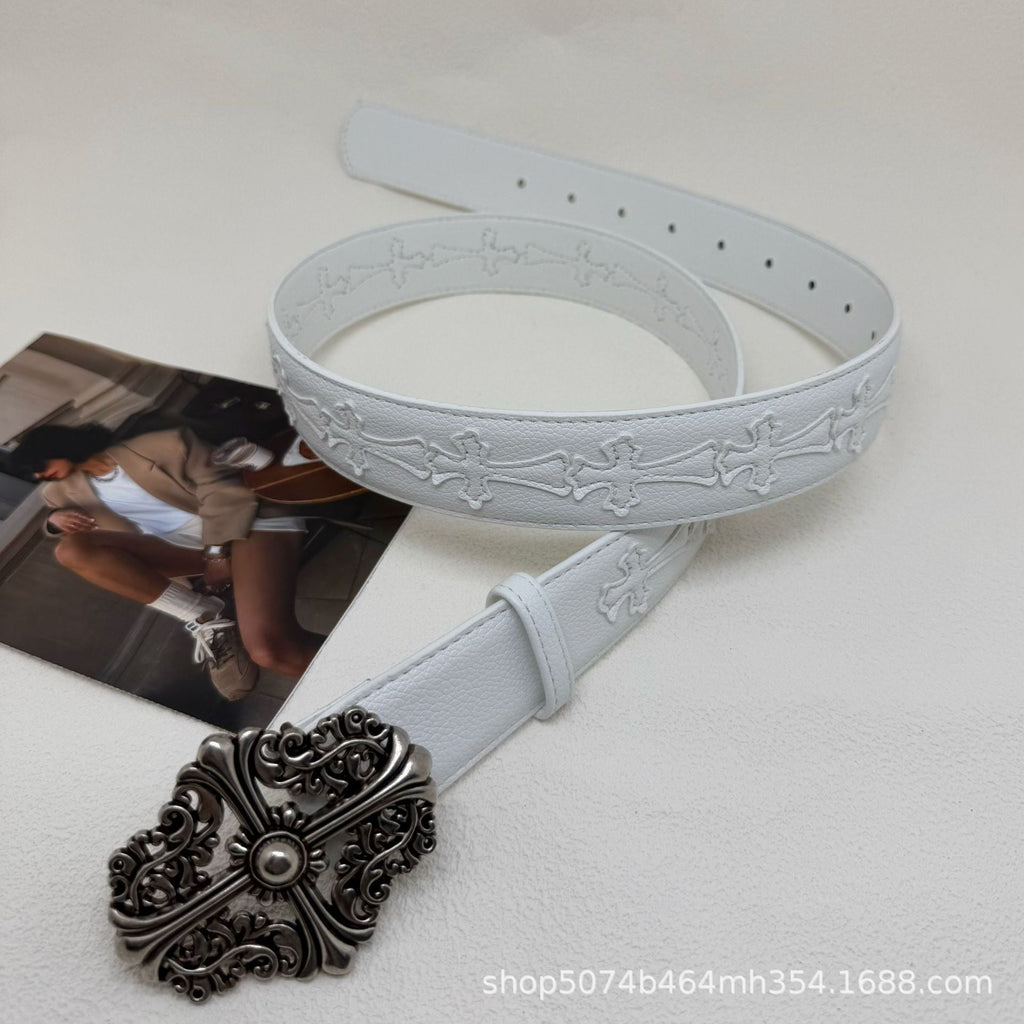 Chrome Hearts White Vintage Cross Belt