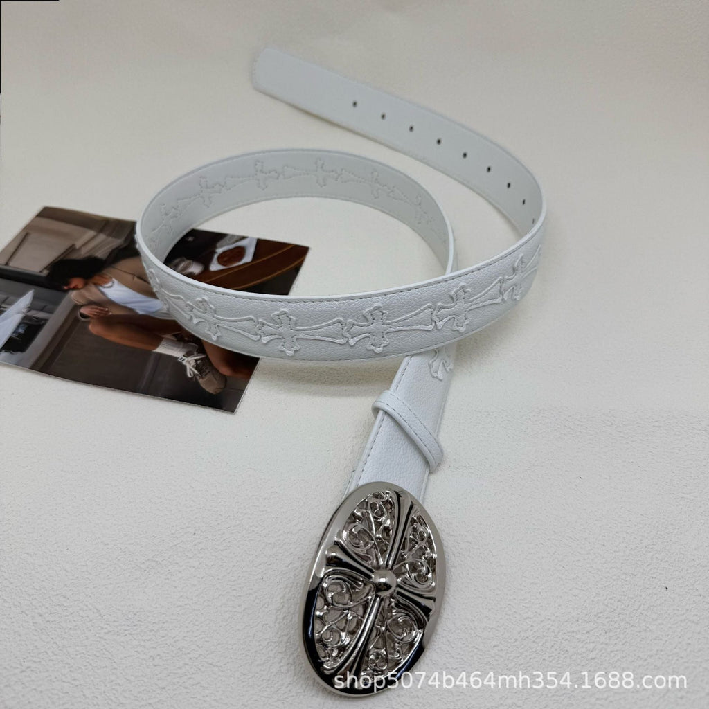 Chrome Hearts White Vintage Cross Belt