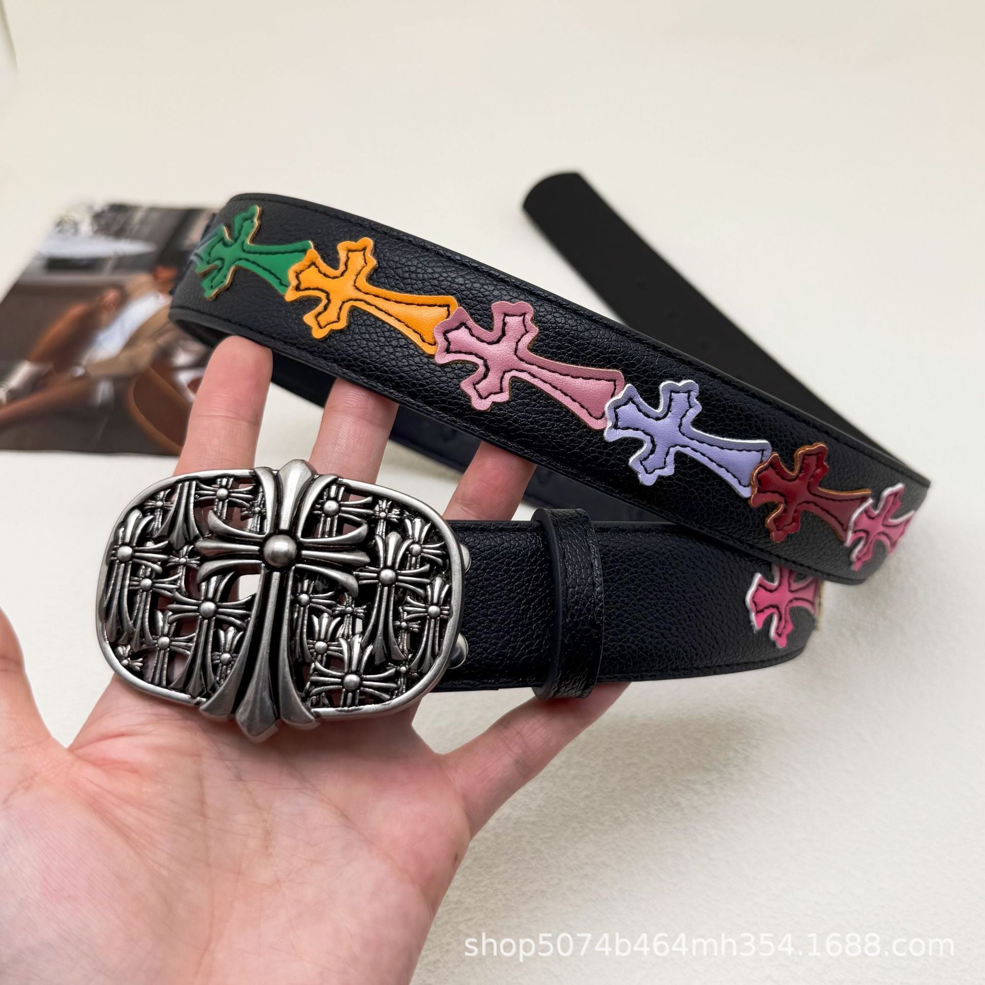 Chrome Hearts Black Cross Color Belt