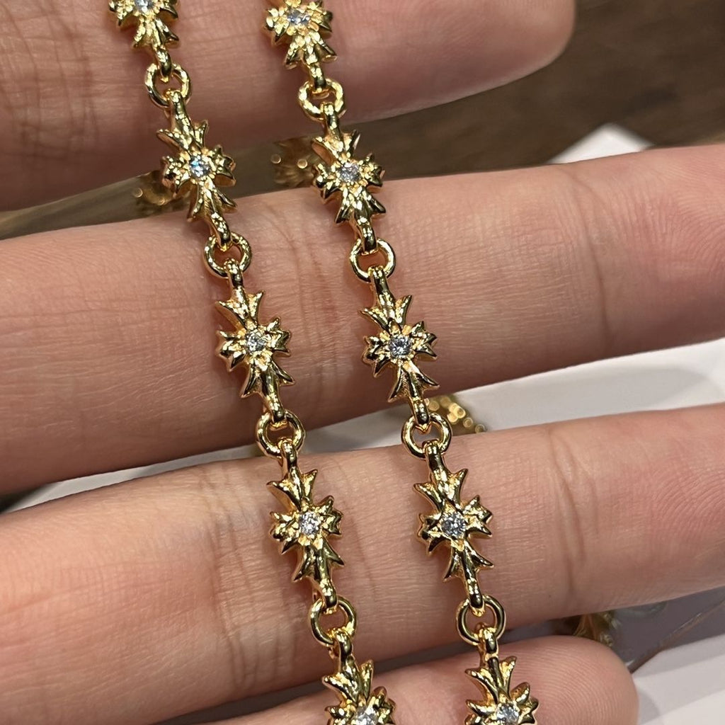 Chrome Hearts gold diamond sword pendant necklace