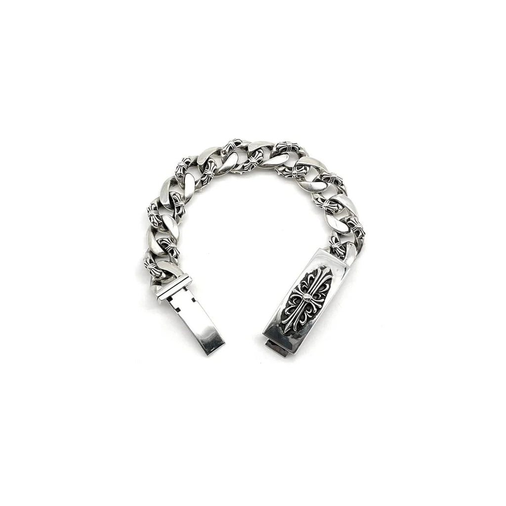 Chrome Hearts Floral Cross ID Bracelet CH Keeper Bracelet