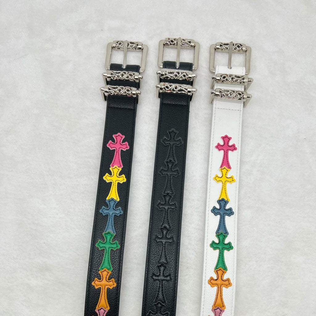 Chrome Hearts White Pebbled Leather Belt