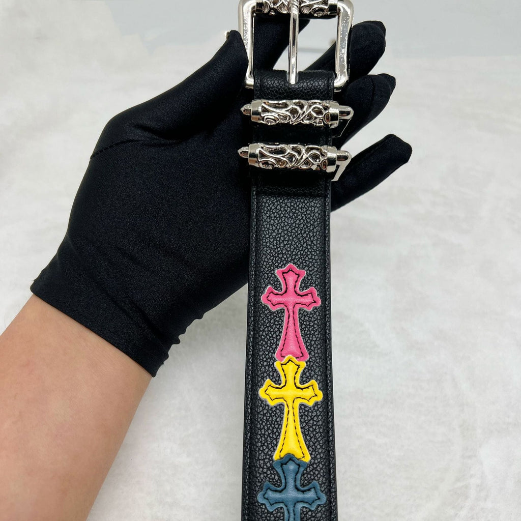 Chrome Hearts White Pebbled Leather Belt