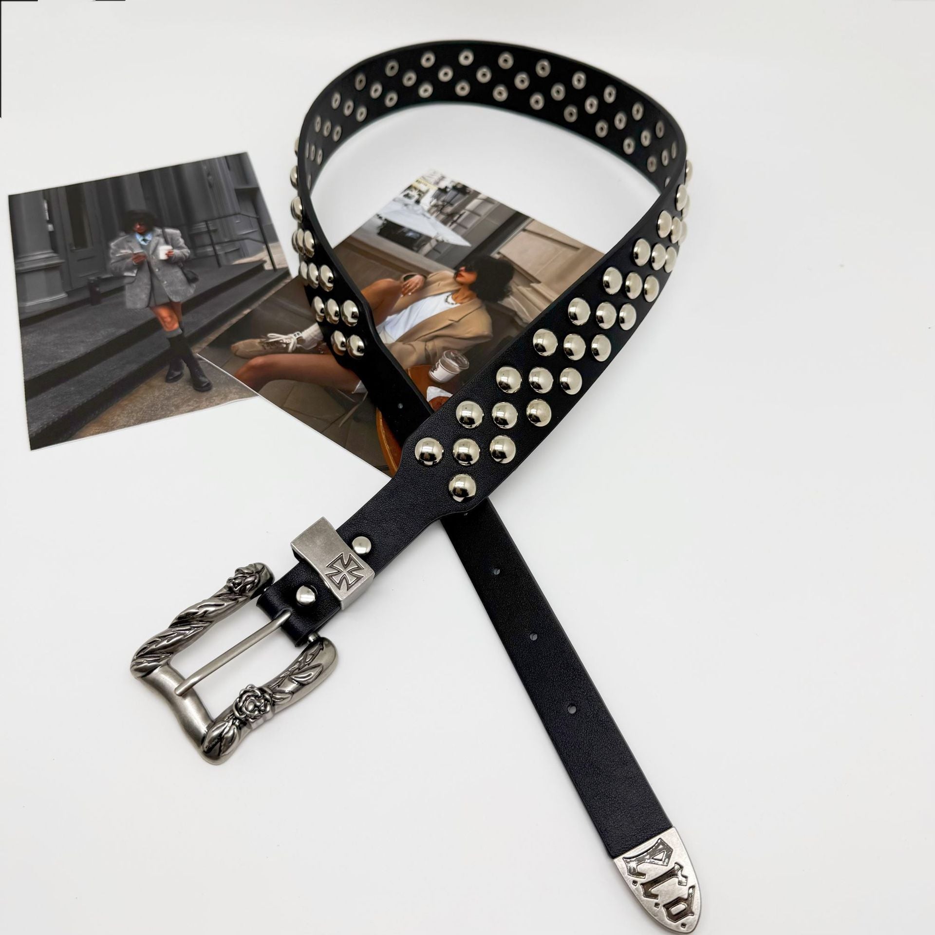 ERD Bat & Cross Punk Rivet Belt